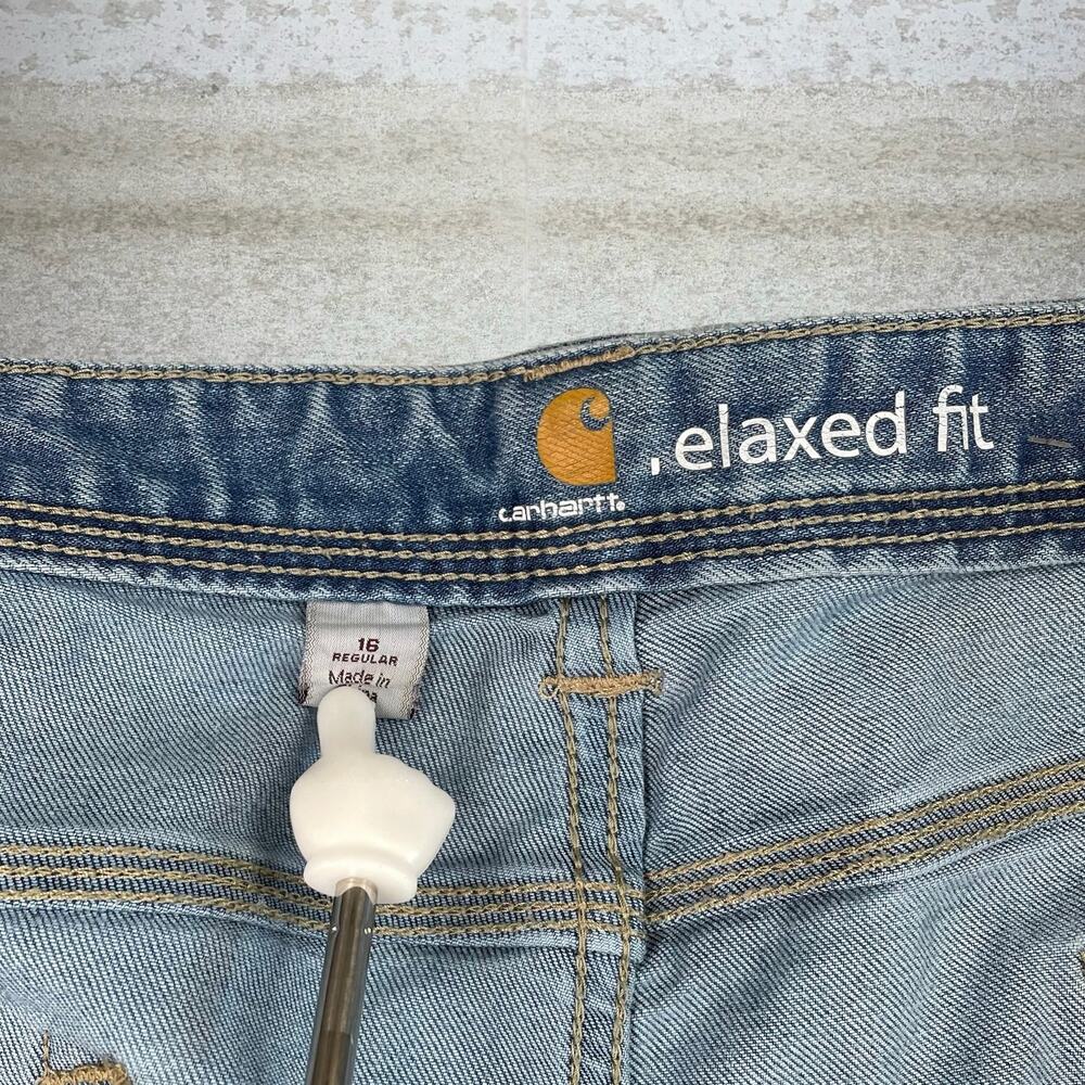 Vintage Y2K Carhartt Jeans 38x32 Relaxed Fit Light Wash Work Wear Denim White - Picture 4 of 4